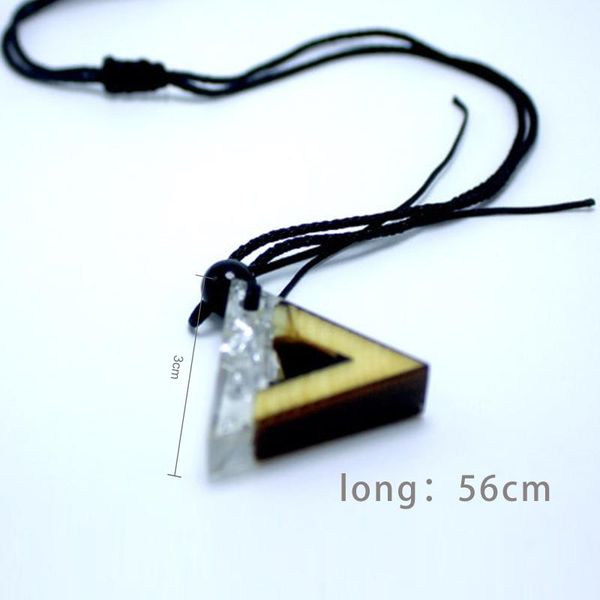 

pendant necklaces triangletinfoil resin&wood necklace for men/women charm fashion black polyester rope chain jewelry gifts, Silver