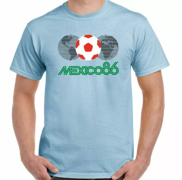 

mexico 86 t-shirt football mens retro 1986 world cup logo kit england retro top, White;black