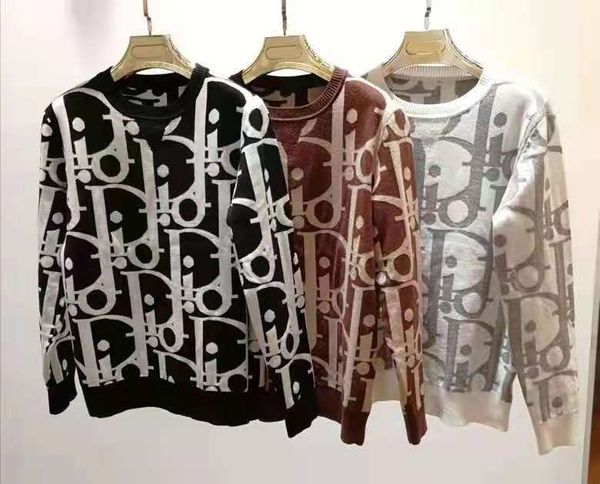 

70% off 2021 autumn winter new product full body letter printing round neck long sleeve loose knit sweater coat women, Black;gray