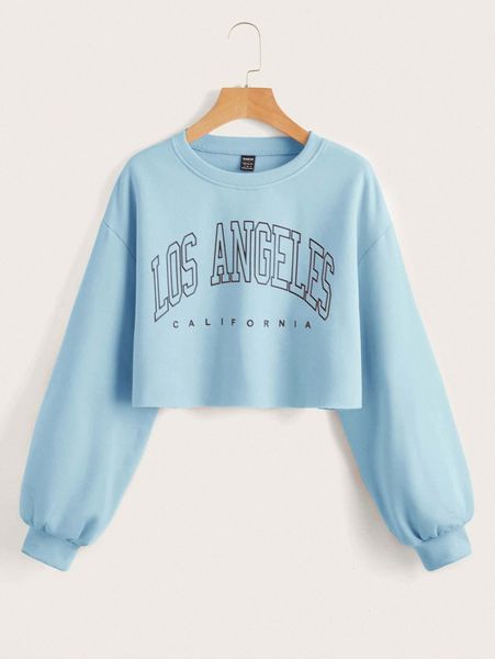 

drop shoulder letter graphic crop pullover q7pc#, White;black