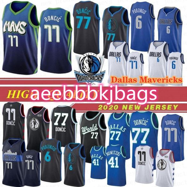 

ncaa 77 doncic college basketball jerseys kristaps 6 porzingis dirk 41 nowitzki donovan 100% stitched 19 20 new quality, Black;red