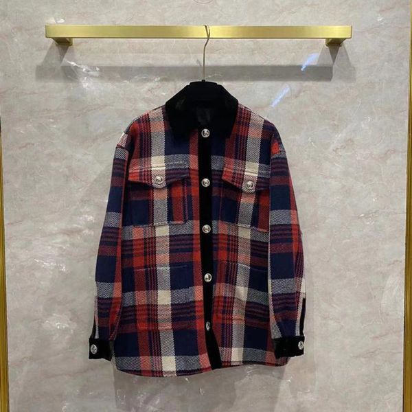 

women's wool & blends autumn winter preppy style plaid coat b802, Black