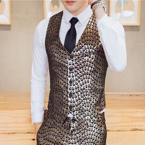 

men's vests 2021 autumn flower vest mens casual gold suit men wedding waistcoats for baroque gilet costume vintage slim fit, Black;white