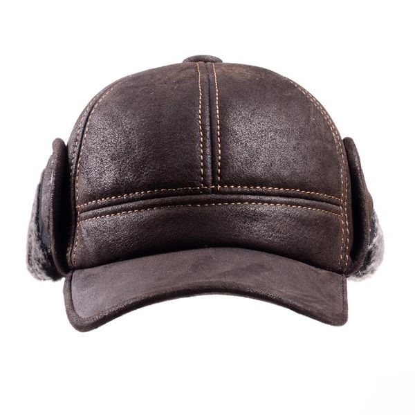 

berets 2022 male winter genuine leahter suede bomber hat man nubuck thick head warm dome caps elder black/brown sewing fitted gorras, Blue;gray