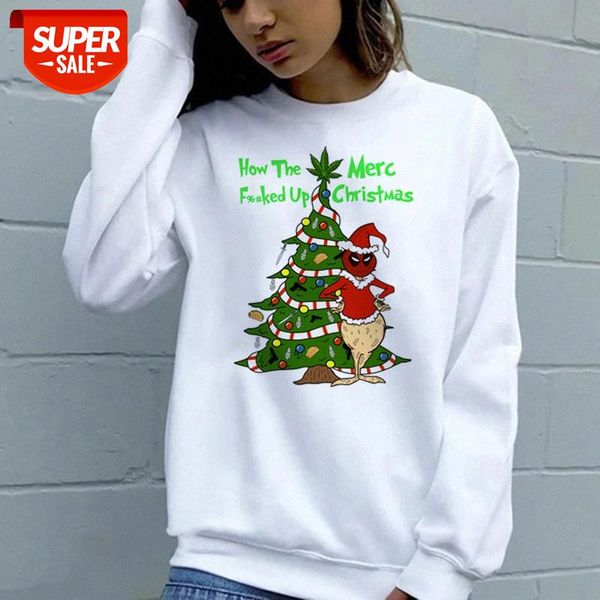 

zn38381 women's the grinch green hair monster round neck sweater christmas gift print long sleeve #jz1p, Black