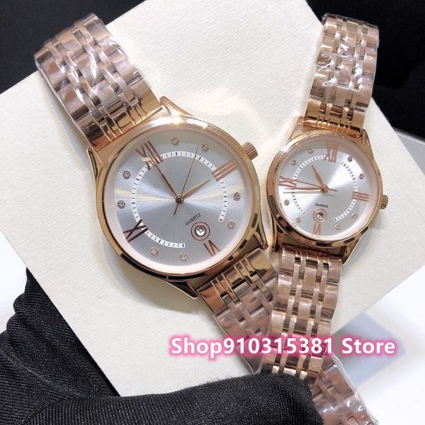

wristwatches classic couples geometric roman number watches women men silver stainless steel quartz wristwatch waterproof 30mm 40mm, Slivery;brown