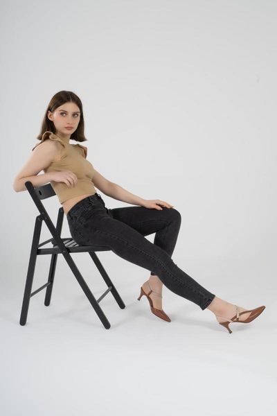 

sandals women's pointed toe belt detail heels shoes, Black
