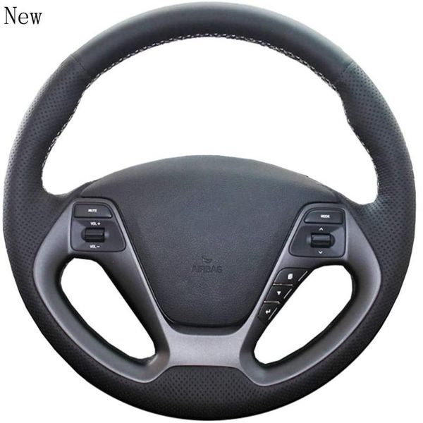 

steering wheel covers hand-stitched leather car cover for kia 2013 k2 rio 2021 ceed 2012-2021 cerato 2013-2021 accessories