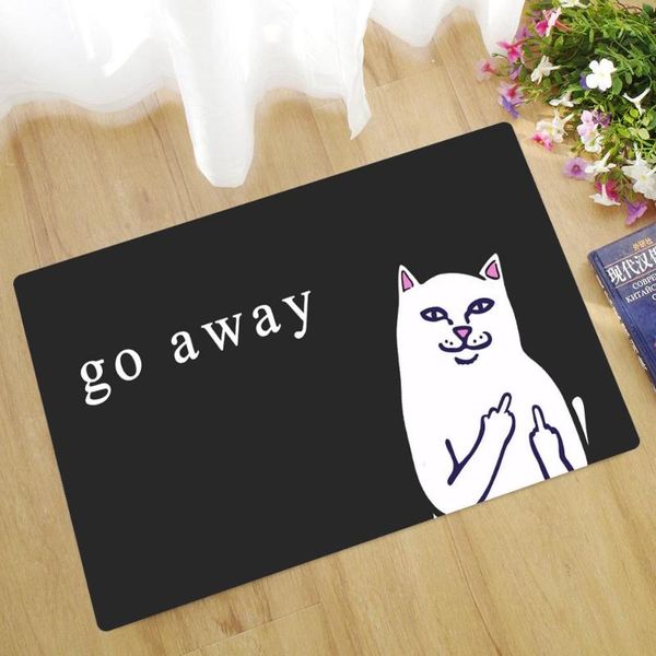 

Cartoon Animal Cat Go Away Printing Doormat Flannel Home Decoration Non-Slip Floor Mat Door Tapis De Bain Felpudo Carpets