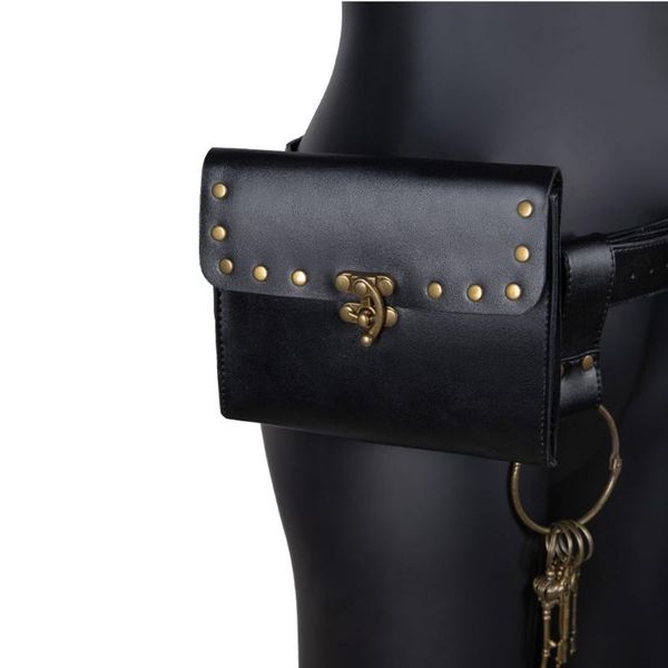 

waist bags creative vintage belt leather wallet men pack steampunk double pouch bag qxnc