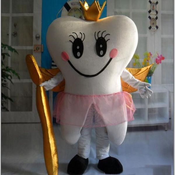 Зуб хэллоуин и золотой зубной щеткой костюм талисмана высокого качества настроить мультфильм большие зубы плюшевые аниме тема персонажа для взрослых размер рождественские карнавальные платья