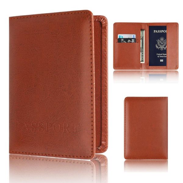 

card holders wallet fashion black leather passport holder protector purse business soft cover brown 2021 #y5, Brown;gray