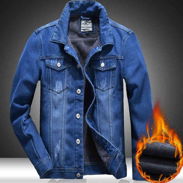 

jackets brand plus velvet winter thick warm men's jacket fashion casual denim blue m-5xl, Black;brown