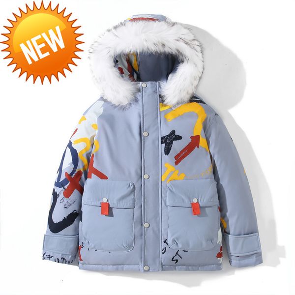 

2021 down jacket for men and women with large fur collar short hooded korean youth trend warm coats, Black