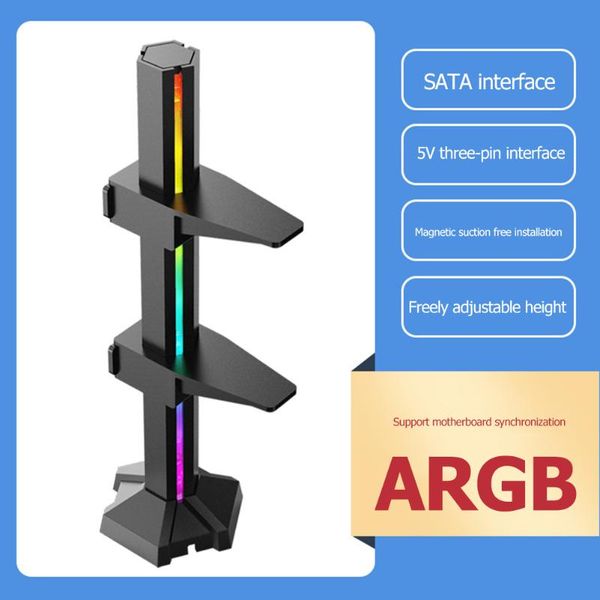 

adjustable argb graphics card gpu brace support addressable rgb video sag holder bracket for computer pc case fans & coolings
