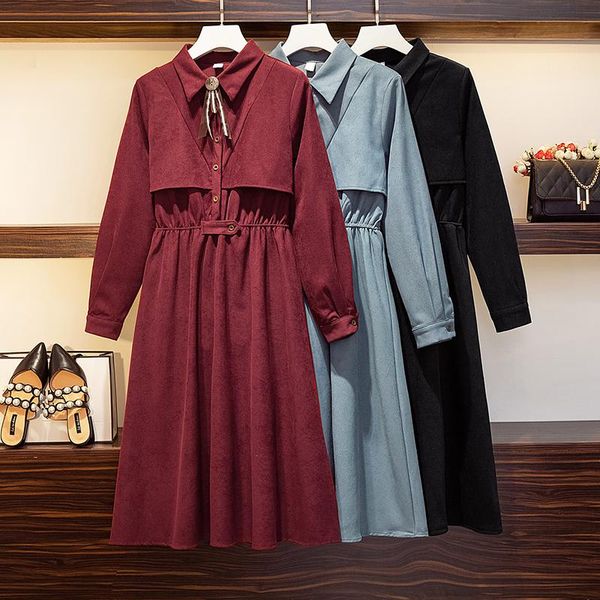 

casual dresses ehqaxin 2021 autumn womens fashion french retro a-line bowknot high waist long sleeve dress ladies japanese s-4xl, Black;gray