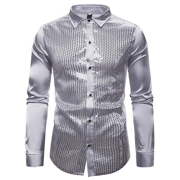 

men's casual shirts mens sequin dress long sleeve button up shirt men 70s disco party costume prom wedding tuxedo male camisa hombre, White;black