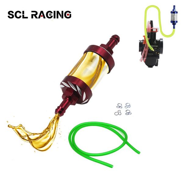 Parti SCL Racing 1 Set Moto Benzina Filtro Olio Combustibile 8mm Benzina Tubo Flessibile In Linea Con Clip Per Scooter Dirt Bike