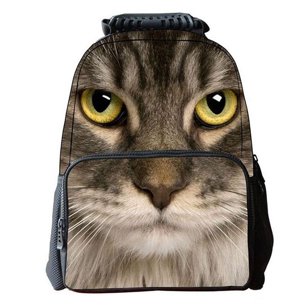 

backpack zipper animal print 3d multifunction hiking school travel bag (cat)