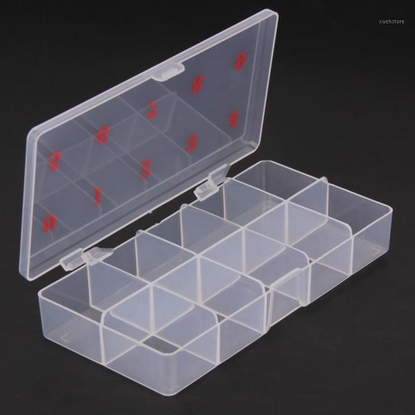 

cosmetic organizer professional 10 grids nail art box empty divided case tips rhinestone gems storage clear plastic1