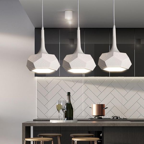 

pendant lamps geometric led lights with metal lampshade for dining room white lamp triple lustre kitchen round hanglamp