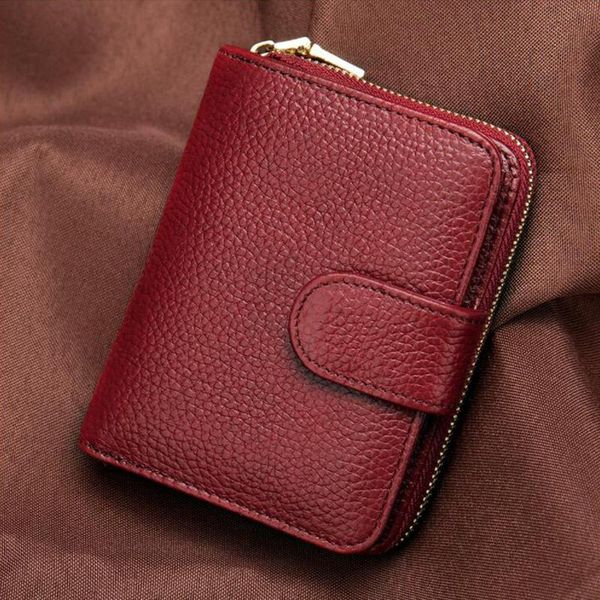 

card holders leather coin purse for men women wallet multi cowhide pocket short wallets ladies, Brown;gray