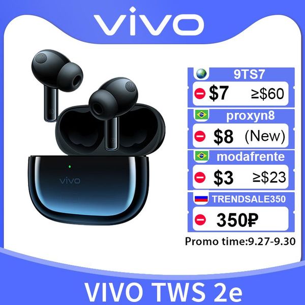 

headphones & earphones vivo tws 2e earphone wireless bluetooth 5.2 earbuds dual mic call noise cancellation 12.2mm driver aac for x60 pro x5