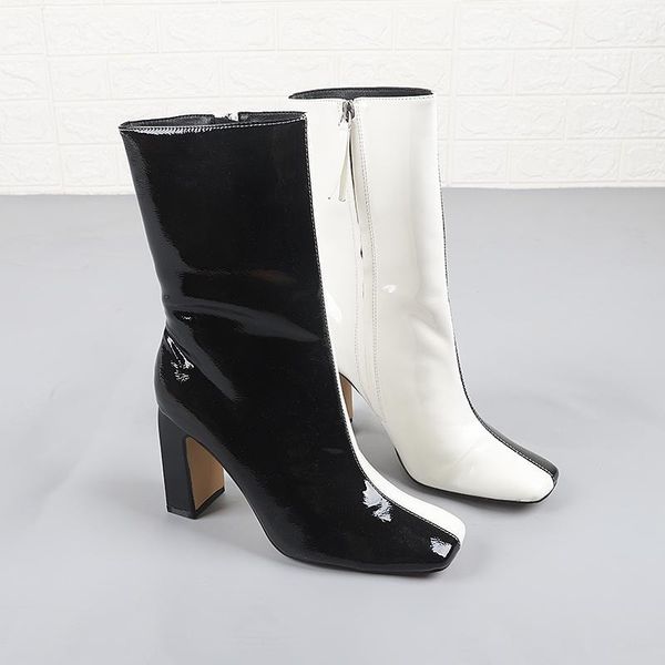 

dress shoes multicolored sandals 2021 women's block heels square toe suit female beige chunky fashion high black leather pu fabric rome