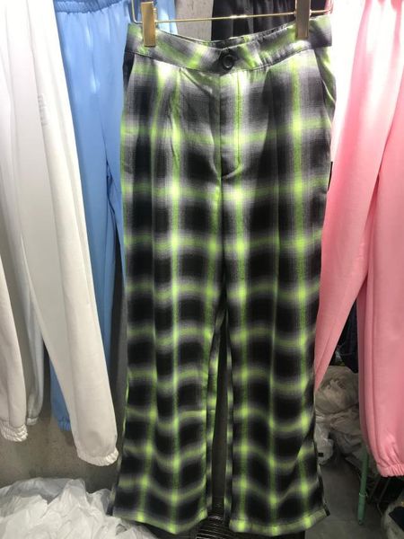 

net red same color matching striped plaid pants straight bobbin pants 2021 spring new fashion casual pants, Black