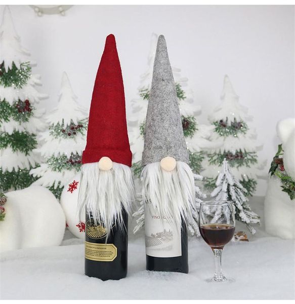 DHL SCHIFF Neue Weihnachten Geschenk Tasche Dekorationen Santa Claus Wein Glas Flasche Set Champagner Dekoration Wein