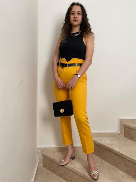 

women's pants & capris e2butik female arched yellow, Black;white