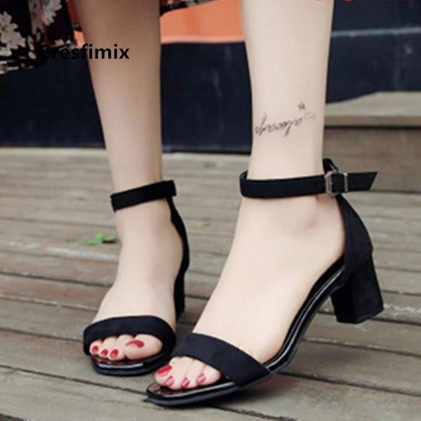 

dress shoes cresfimix women classic spring & summer open toe heel ladies casual sweet heels zapatos dama a5746, Black