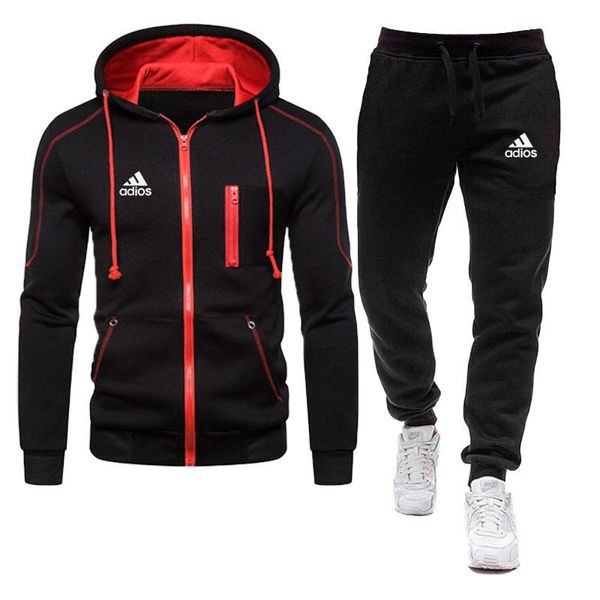 

men's tracksuits adios sportswear 2 piece pullover + pants hoodie suit picture-print sports street jacket men s-3xl, Gray