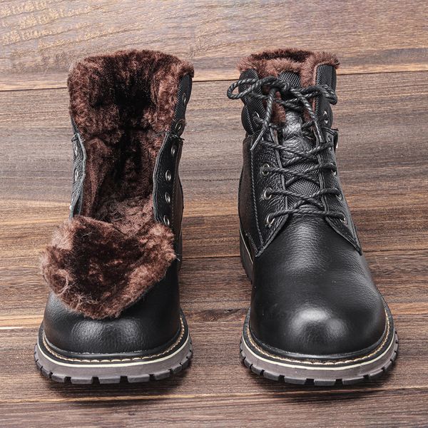 

designer shoes genuine cow leather winter boots for men size 38-50 quilted boots men winter wootten brand men&#39s winter boots, Black