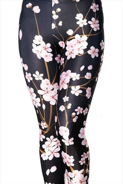 

plus size floral blossoming women leggings black bird print slim fitness leggins s to 4xl full length 4 patterns