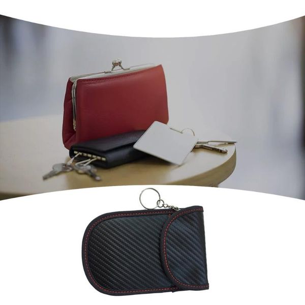 

est 2021 car shield key case mobile phone radiation protection signal shielding bag card package cover black hooks & rails