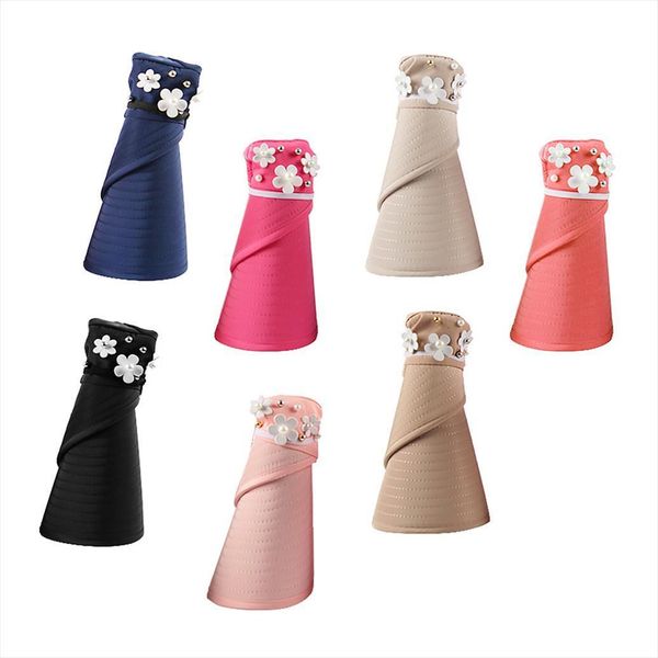 

summer beach sun hat foldable roll up wide brim panama cap girl visor empty sunshade camping adjustable, Blue;gray