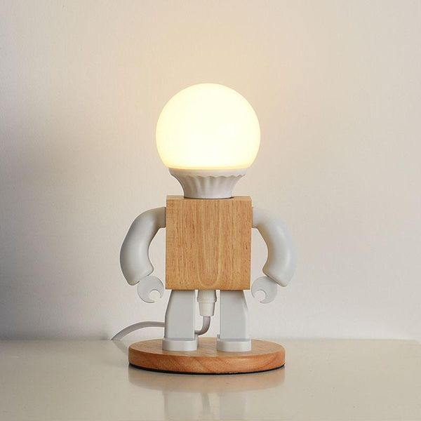 

table lamps creative wood robot modern solid wooden desk lamp bedroom bedside light fixtures living room office home art decor