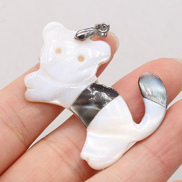 

charms selling natural fashion shell cat shaped pendant diy for making bracelets necklaces jewelry accessories 45x32mm, Bronze;silver