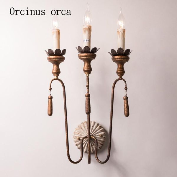 

wall lamp american retro style old villa living room corridor bedroom bedside french luxury creative candle