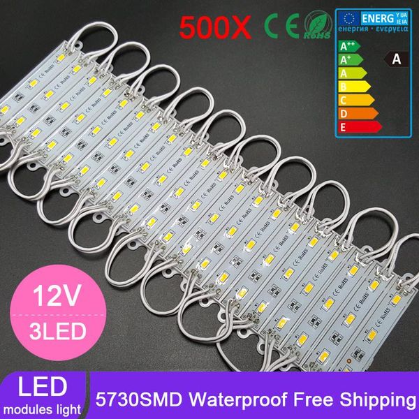 

500pcs/lots 5730 3 led module waterproof dc 12v smd light backlight for billboard white red blue green high lumens modules