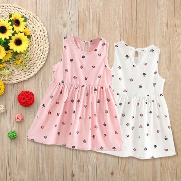 

girl's dresses summer rainbow umbrella girls dress kids sleeveless princess o-neck gown birthday party vestidos 2021 cotton clothes sun, Red;yellow
