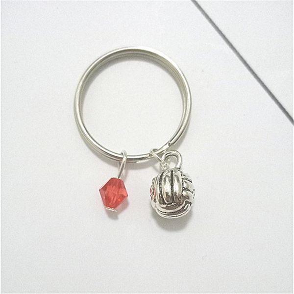 

keychains volleyball keychain, birthstone sport jewelry, charm ball keychain, Silver