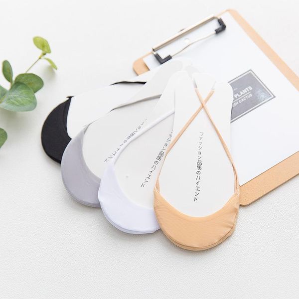 

socks & hosiery summer women lady half feet antiskid invisible ice silk sock fashion women's high heels black white