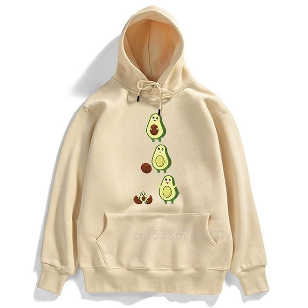 

hoodies cute avocado cartoon printing new man pullover punk street women men hoody fashion hooded sweatshirt y0319, Black