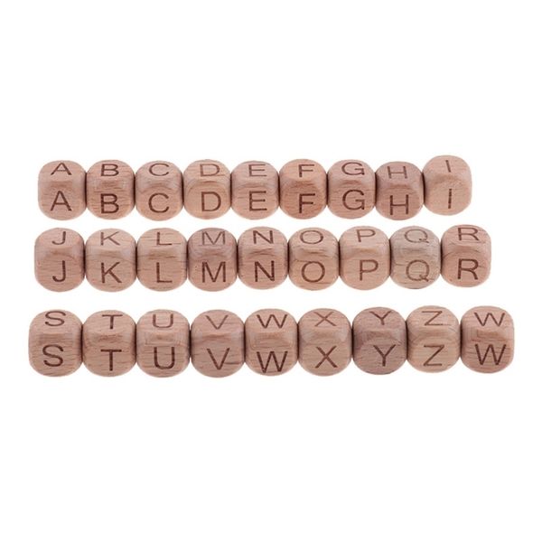 

500pcs wooden letters beads wood beech baby teethers necklace teether nursing letter teething toys 211106