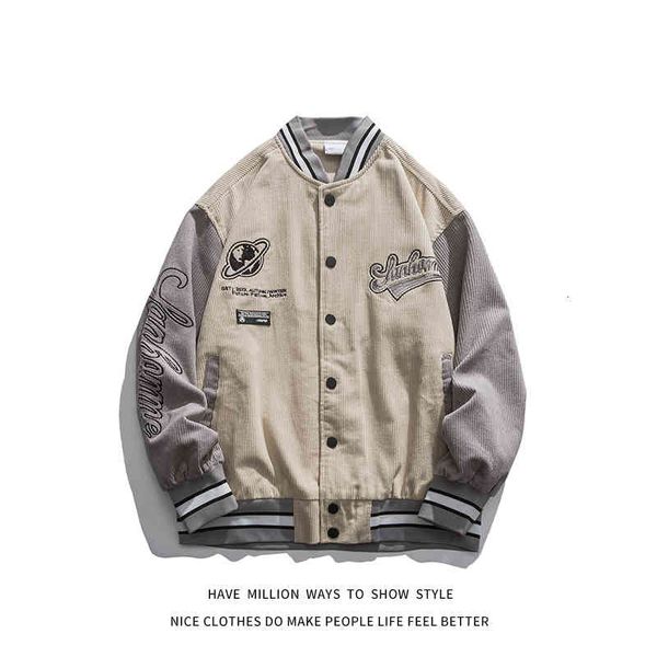 

men's jackets male and female pilot baseball jacket, corduroy embroidered retail jacket, suitable for both men women, autumn spring, Black;brown