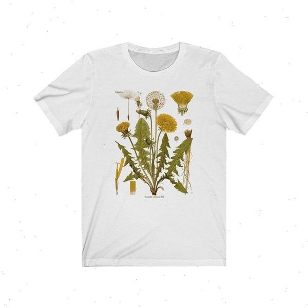 

sunfiz hjn dandelion vintage botanical hiking print shirt tee, White