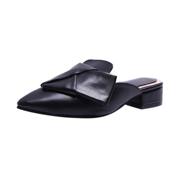 

slippers fashion women flat pointed toe thick heel shoes non-slip sandals square round slipper shoe outside apr 25, Black