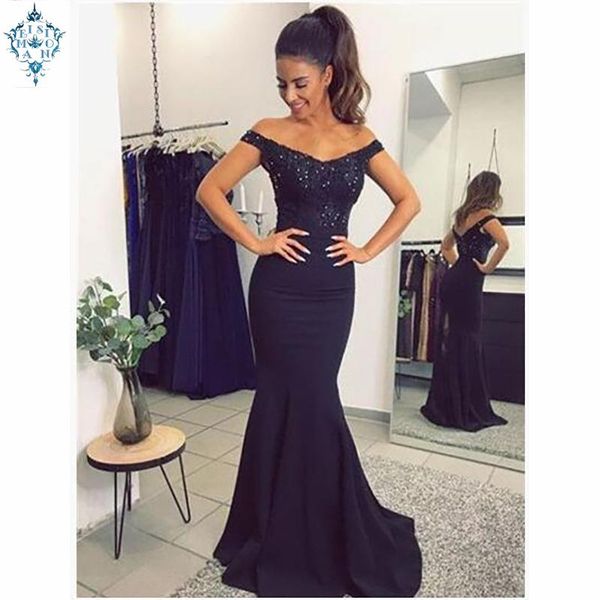 

evening dresses ameision 2021 vestidos de fiesta long mermaid v-back navy women prom vestido longo festa, Black;red